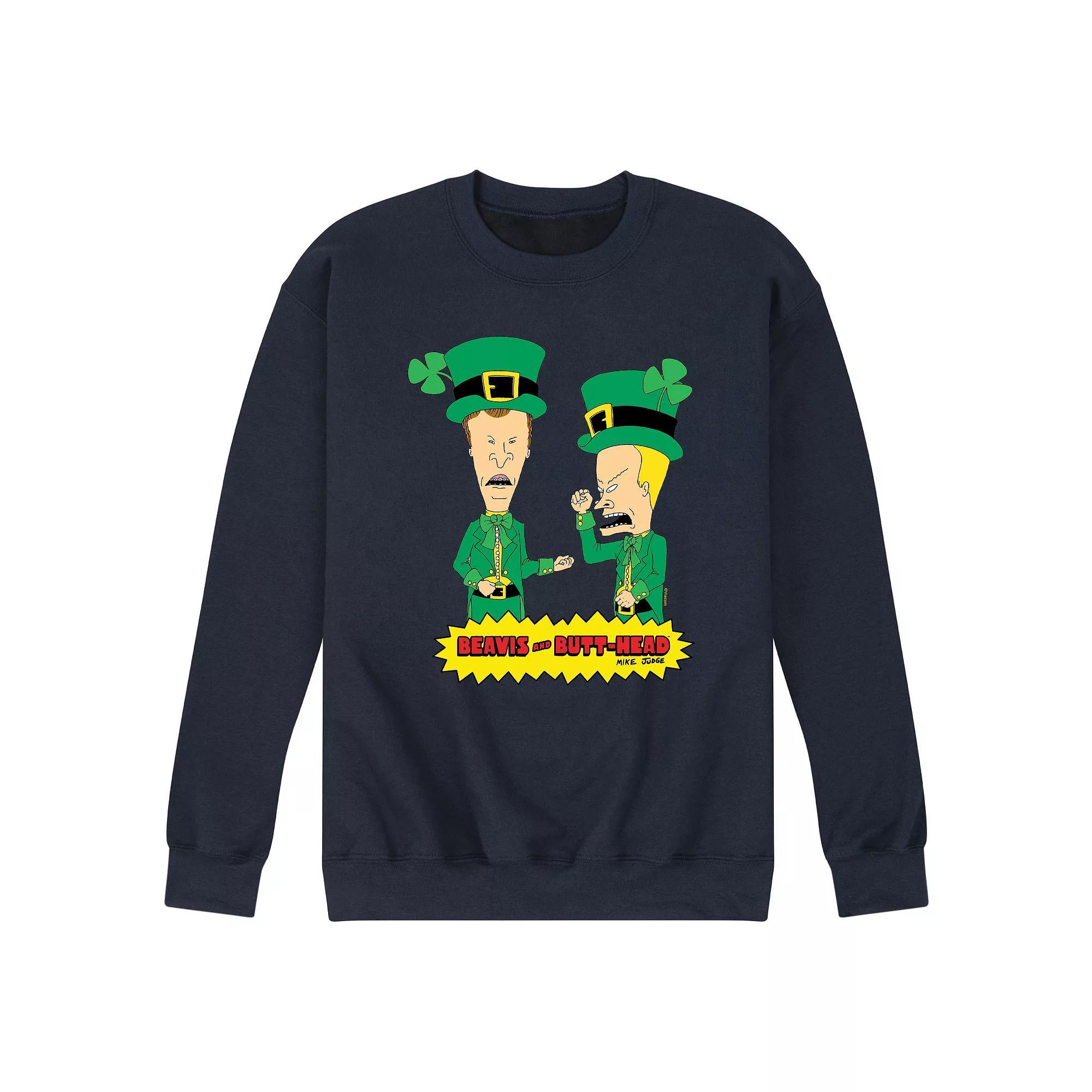 Mens Beavis And Butthead St Patricks Day Sweatshirt Blue Product Image