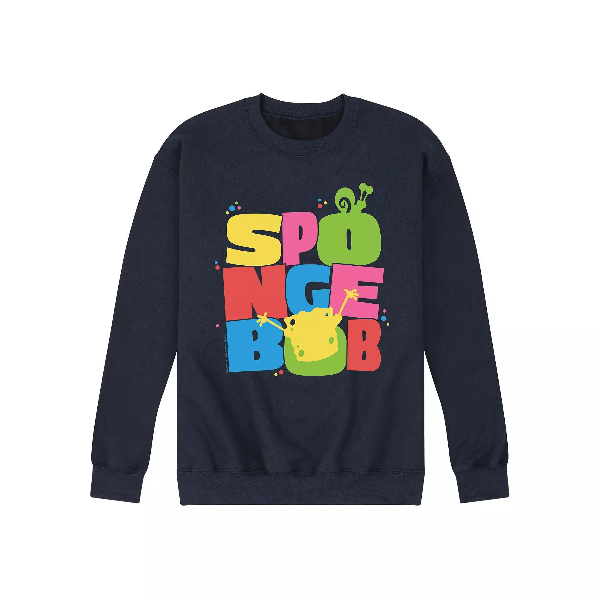 Mens SpongeBob SquarePants Fleece Sweatshirt Blue Product Image