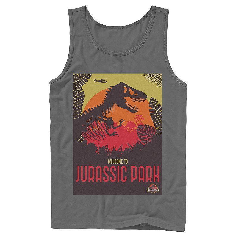 Men's Jurassic Park Welcome T-Rex Sunset Tank Top, Size: Small, Grey Product Image