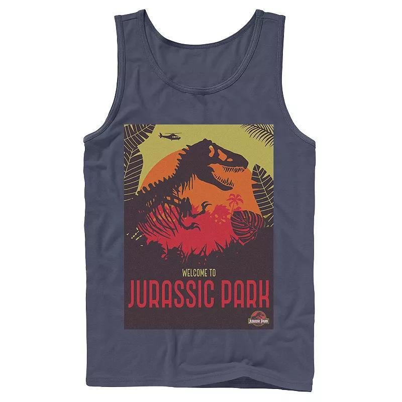 Men's Jurassic Park Welcome T-Rex Sunset Tank Top, Size: Small, Grey Product Image
