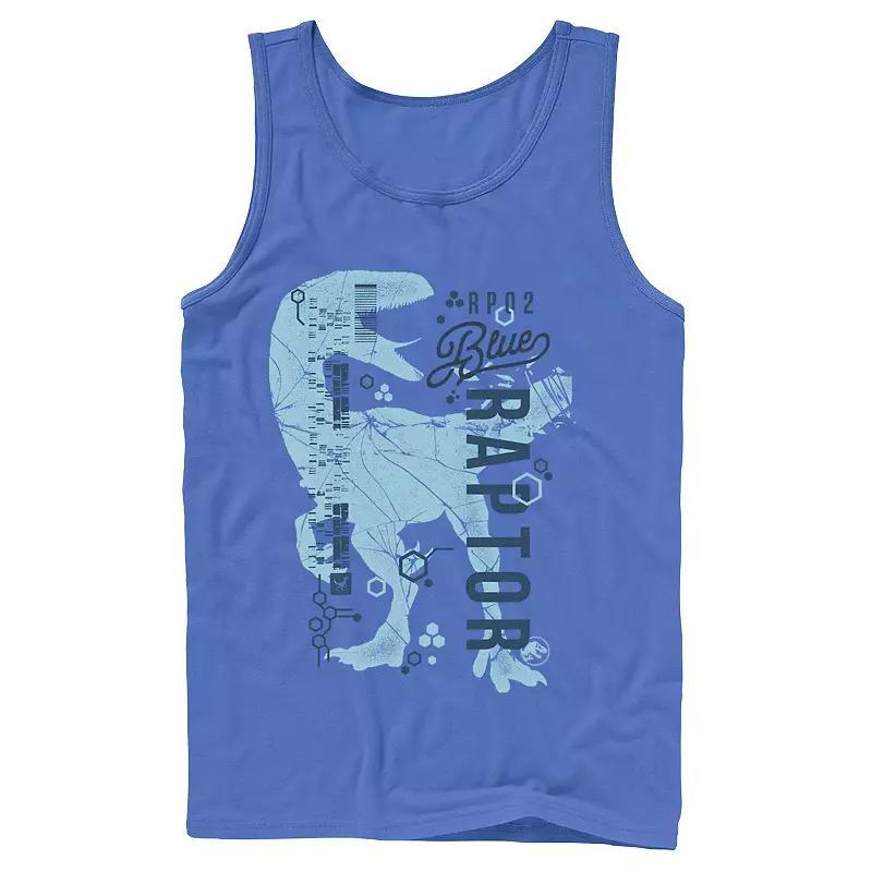 Men's Jurassic World Two Blue Raptor DNA Code Silhouette Tank Top, Size: XL, Grey Product Image
