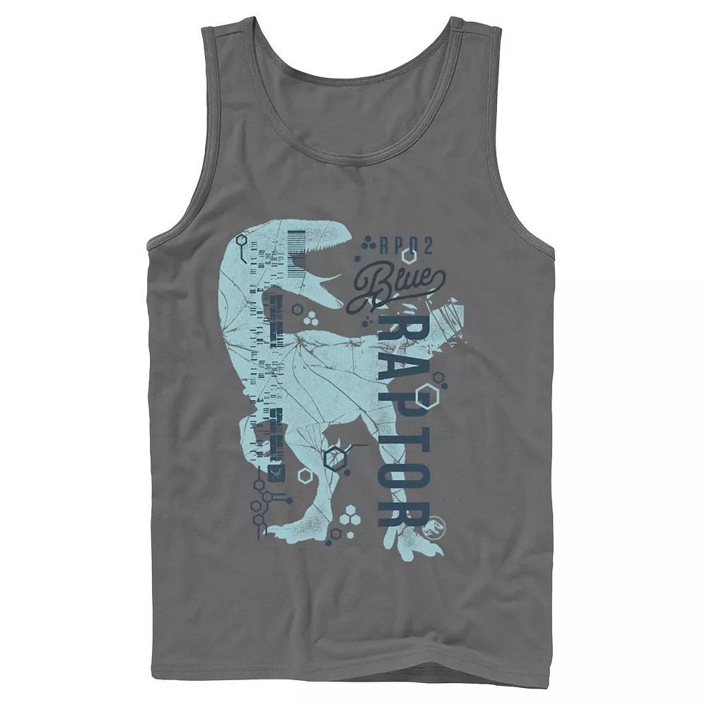 Men's Jurassic World Two Blue Raptor DNA Code Silhouette Tank Top, Size: XL, Grey Product Image