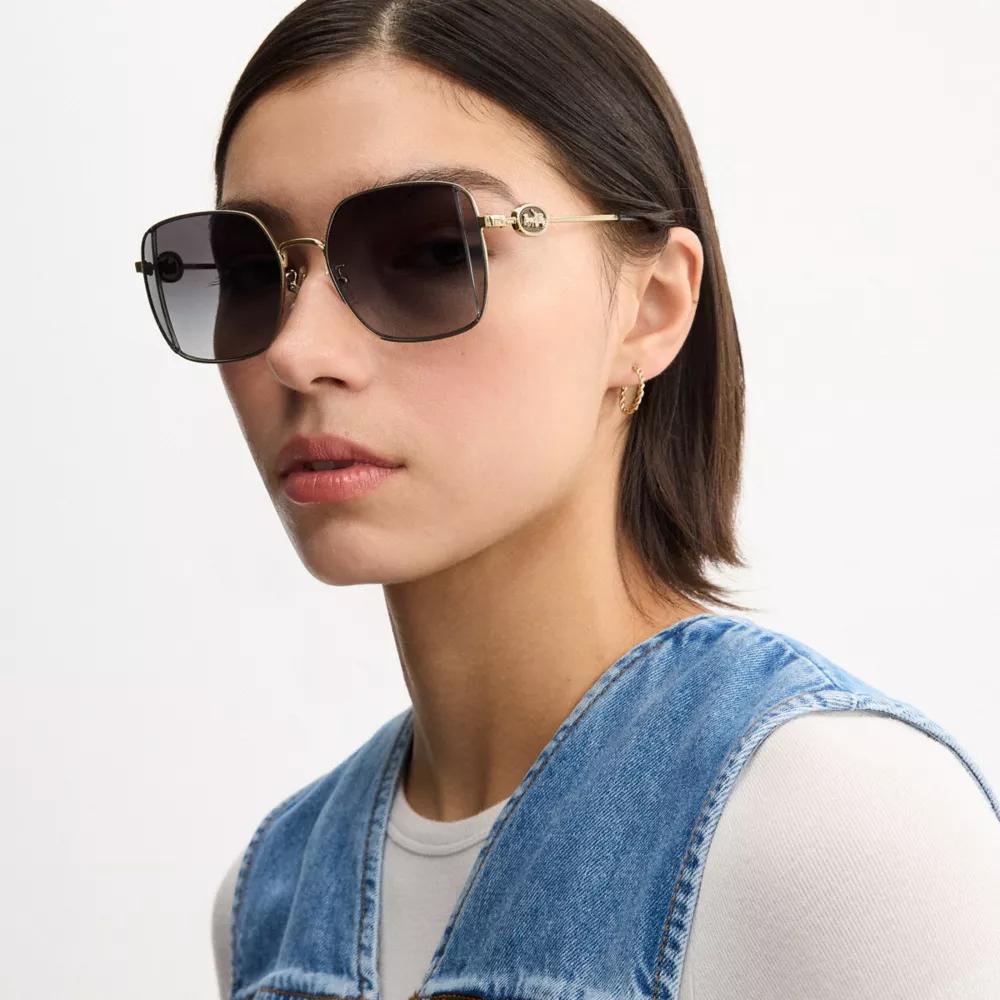 Horse And Carriage Metal Oversized Square Sunglasses Product Image