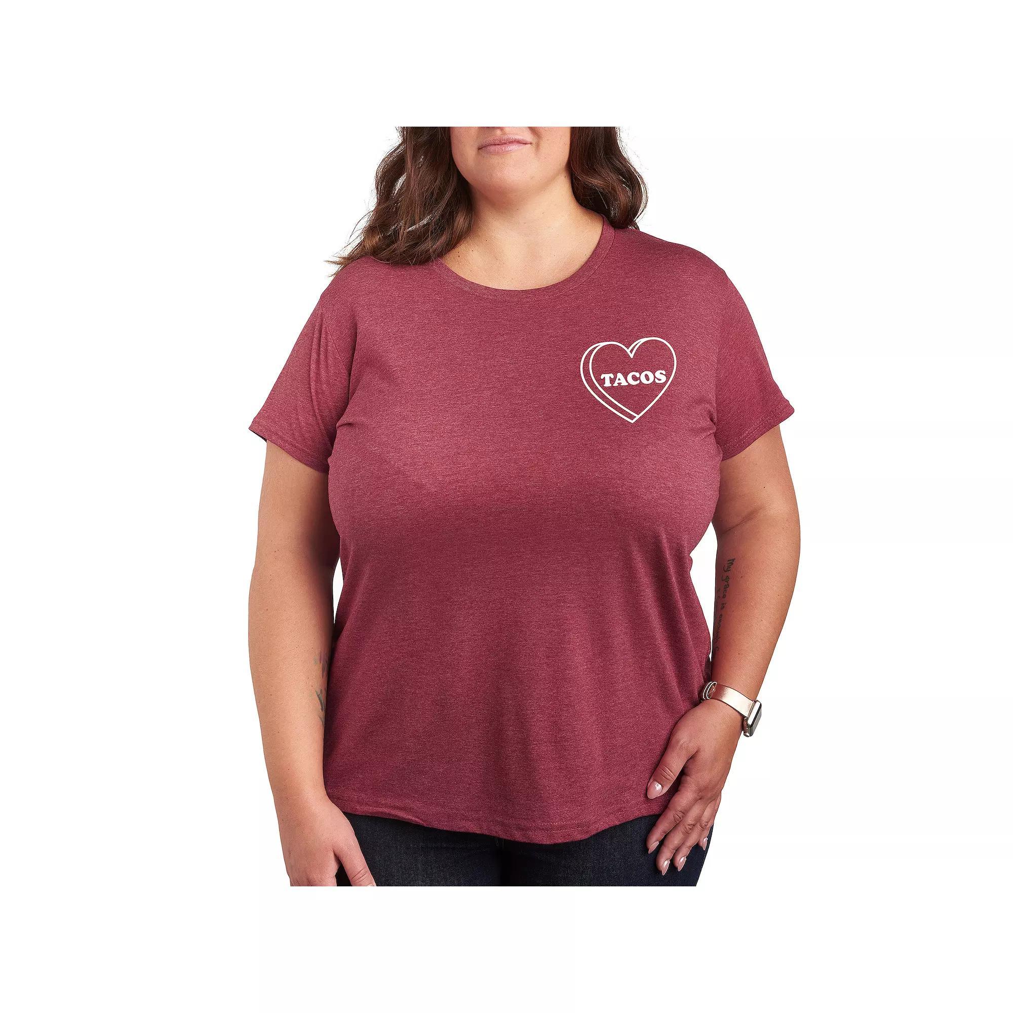 Womens Floral Heart Outline Graphic Tee Grey Dark Red Product Image
