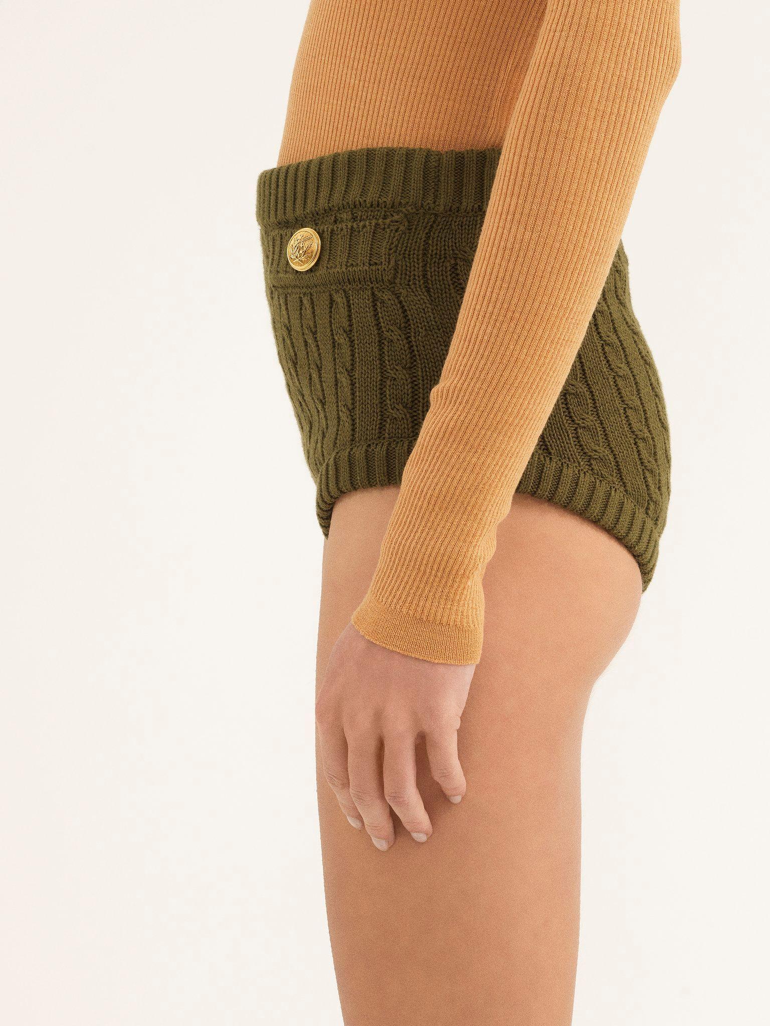 Cable-knit mini shorts in cotton Product Image