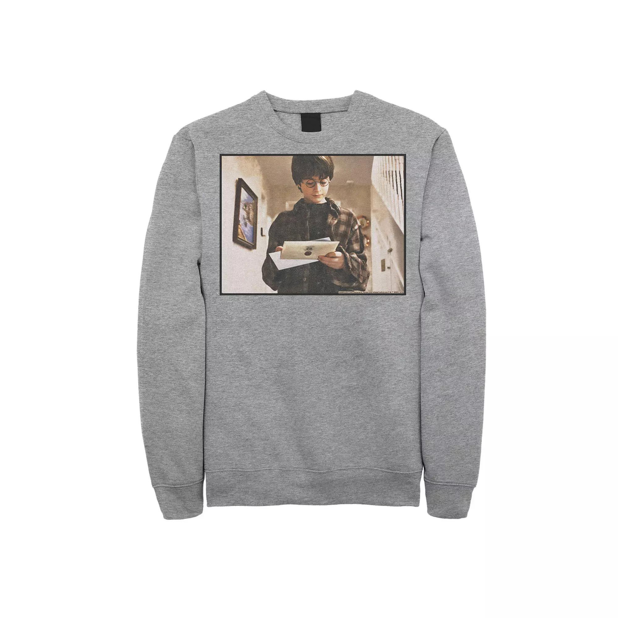 Men's Harry Potter Hogwarts Letter To Harry Nostalgia Style Photo Color Sweatshirt, Size: XXL, Athletic Grey Product Image