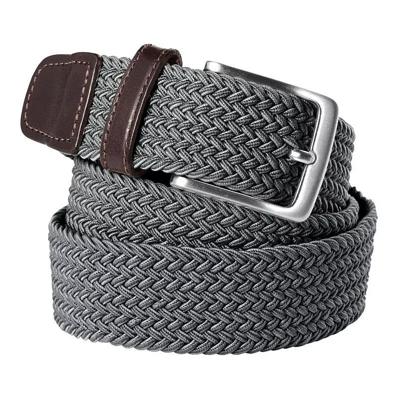 Men's Lands' End Elastic Braid Leather Trim Belt, Size: XXL, Green Clay Stripe Product Image