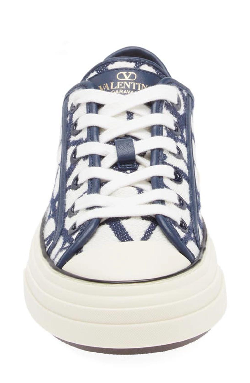 VALENTINO GARAVANI Vlogo Toile Platform Sneaker In Blue Product Image