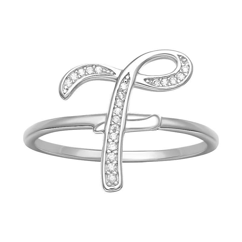 PRIMROSE Sterling Silver Cubic Zirconia Initial Ring, Womens Sterling Silver E Product Image