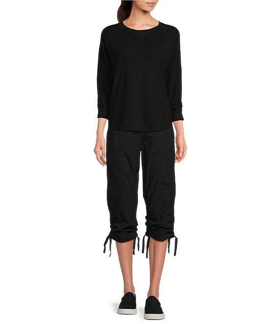 DKNY Sport by Donna Karan Peached Poplin Ribbed Waist Convertible Cinched Cargo Capri Pull-On Pant Product Image