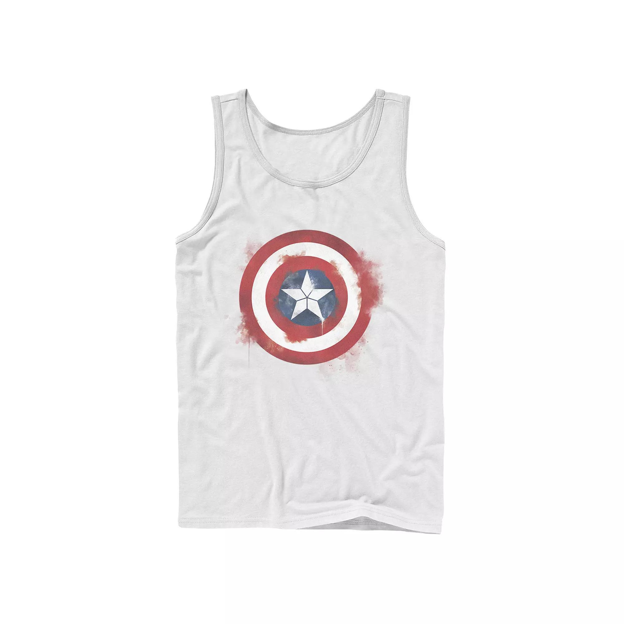 Men's Captain America Smudged Paint Shield Painting Graphic Tank, Size: XL, Black Product Image