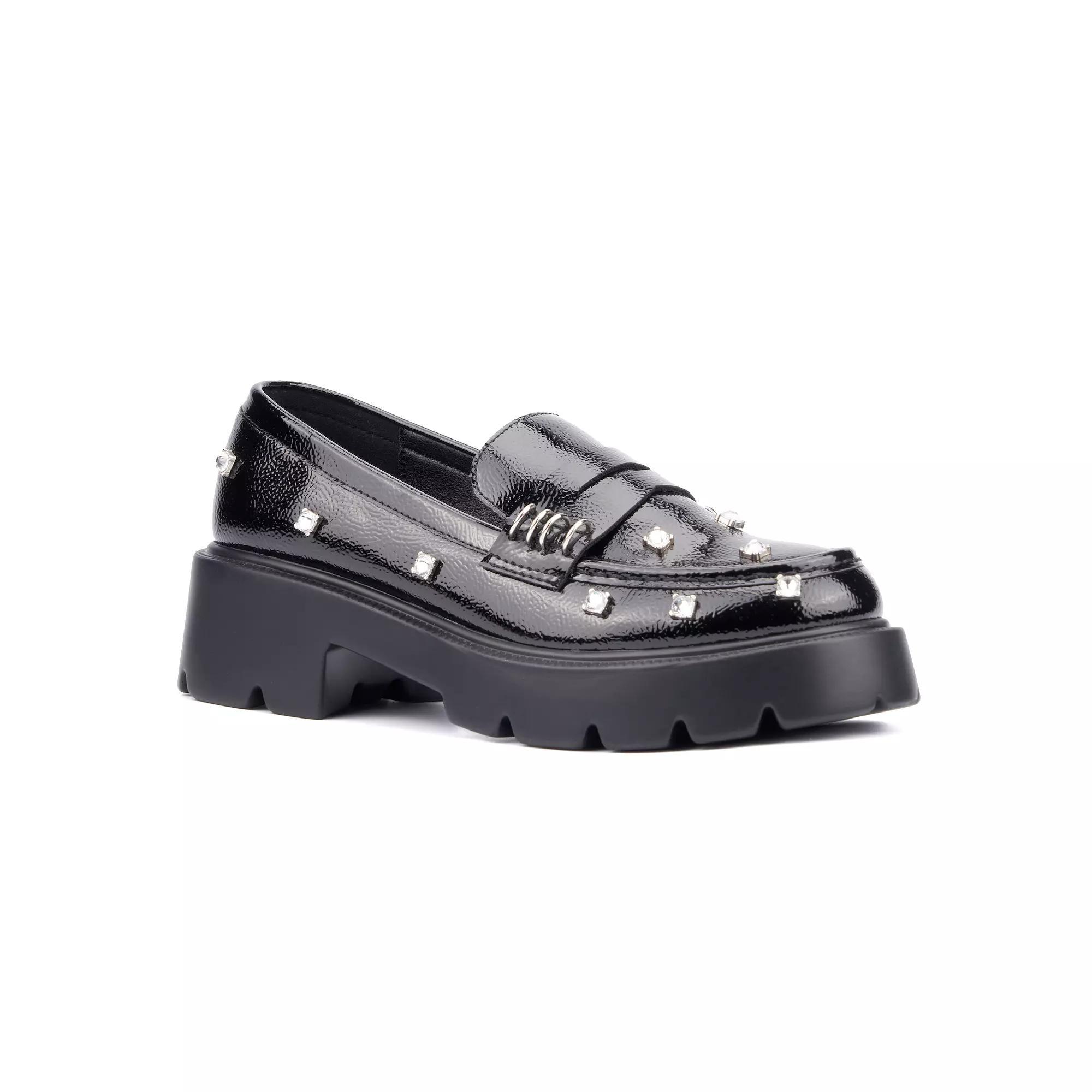 Olivia Miller Luscious Women's Rhinestone Loafers, Size: 9, Black Product Image
