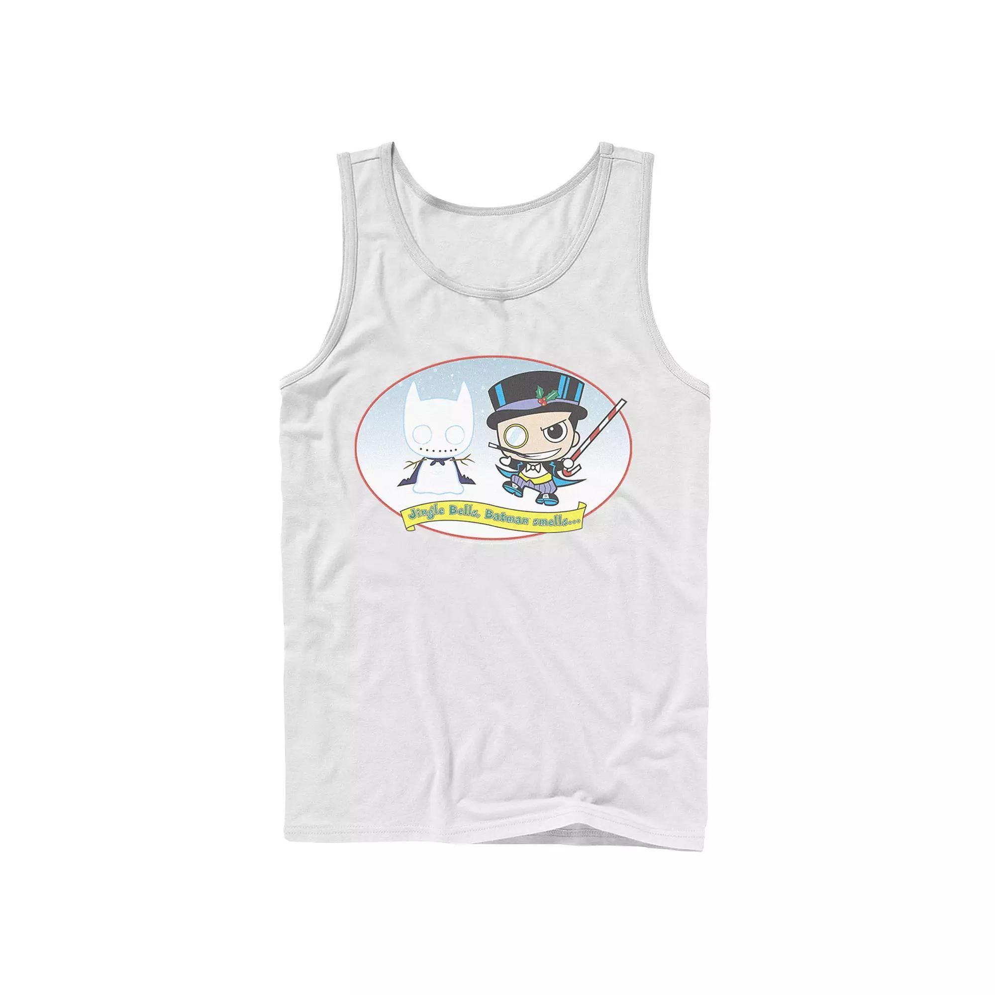 Men's DC Comics The Penguin Jingle Bells Batman Smells Christmas Tank Top, Size: Large, White Product Image