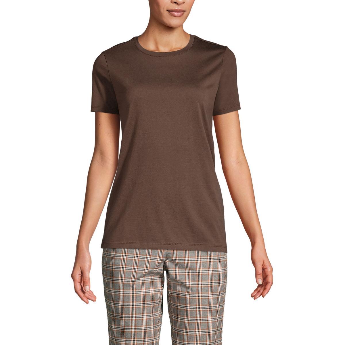 Petite Lands' End Relaxed-Fit Supima Cotton Crewneck Tee, Women's, Size: Medium Petite, Black Product Image