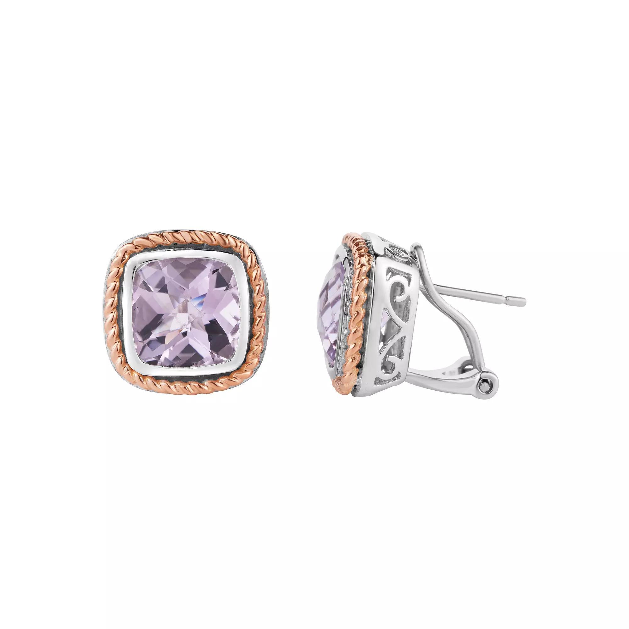 Sterling Silver Amethyst Earrings, Womens Product Image