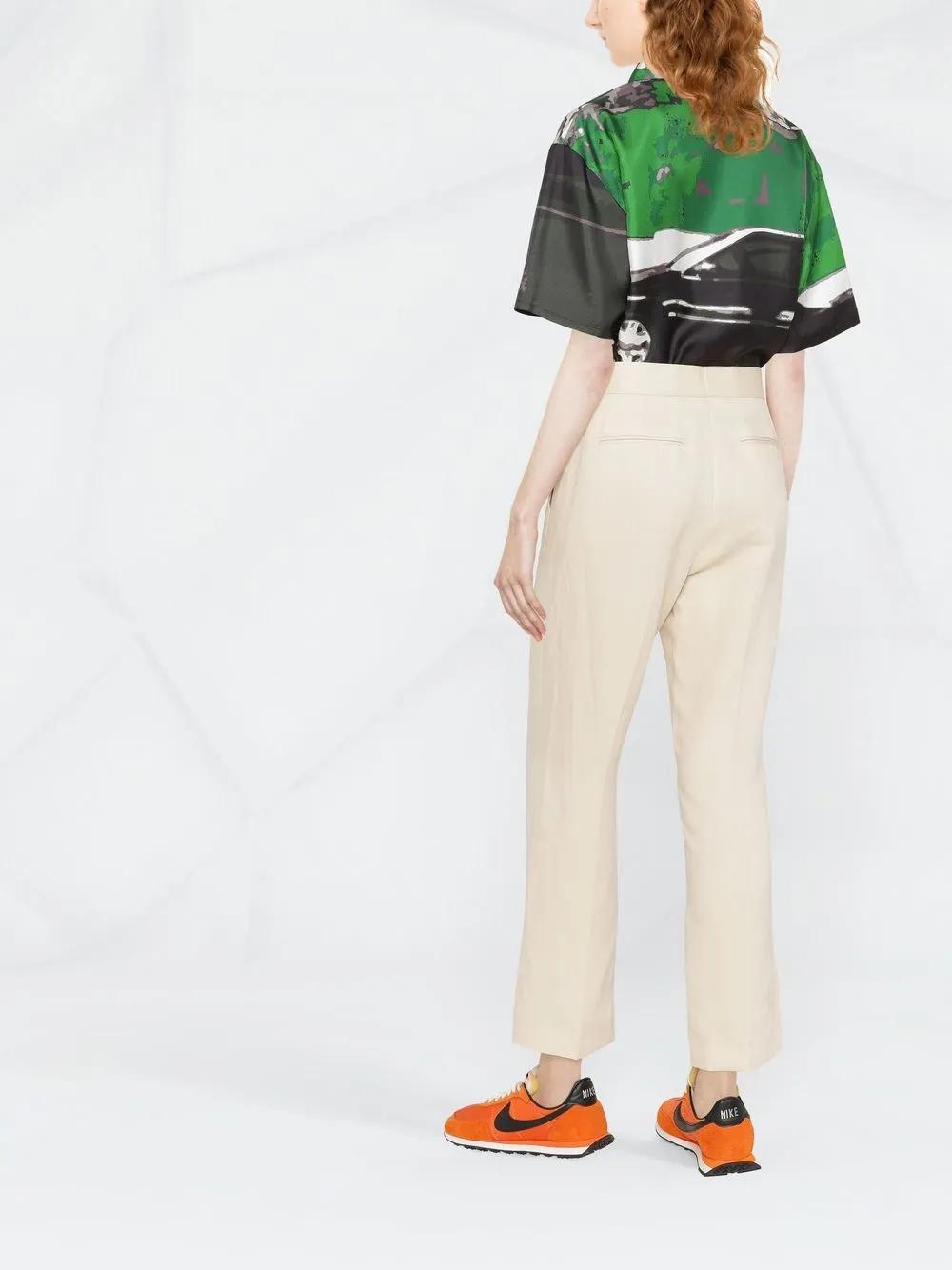 MSGM Cropped Straight-leg Trousers In Neutrals Product Image