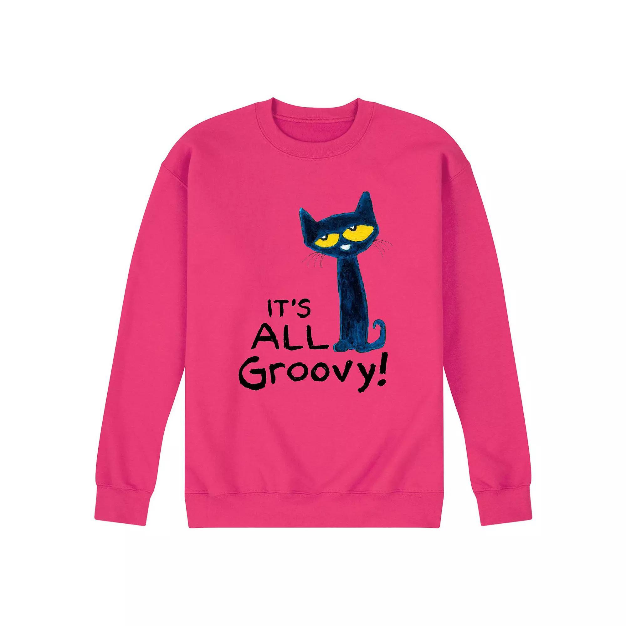 Mens Pete the Cat Its All Groovy Fleece Sweatshirt Pink Product Image