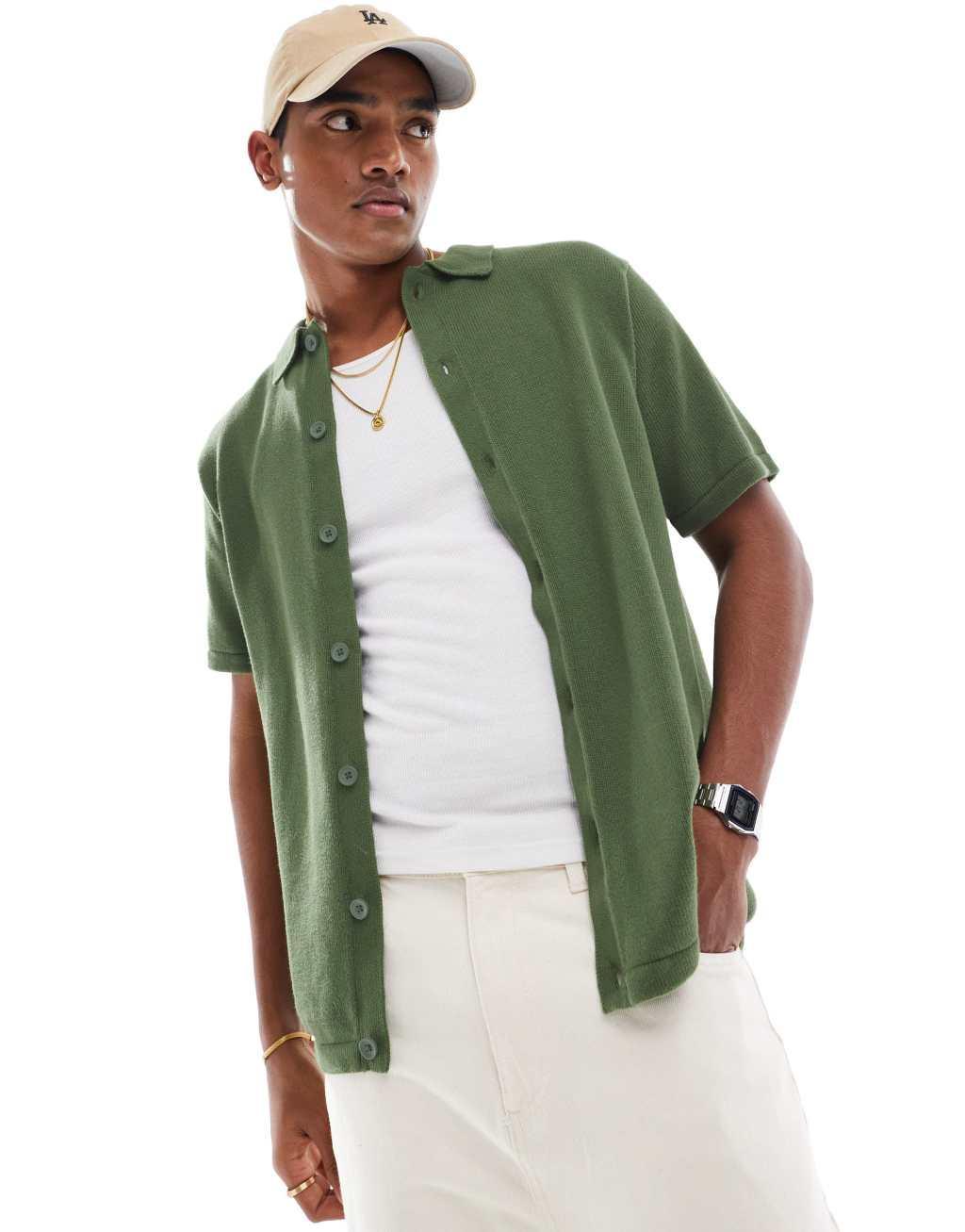 ASOS DESIGN midweight knit cotton button up polo Product Image
