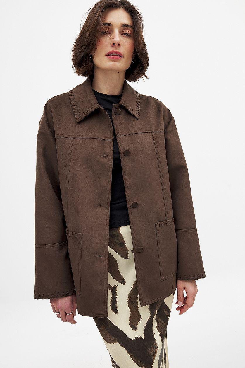 Faux Suede Seam Detail Jacket Product Image