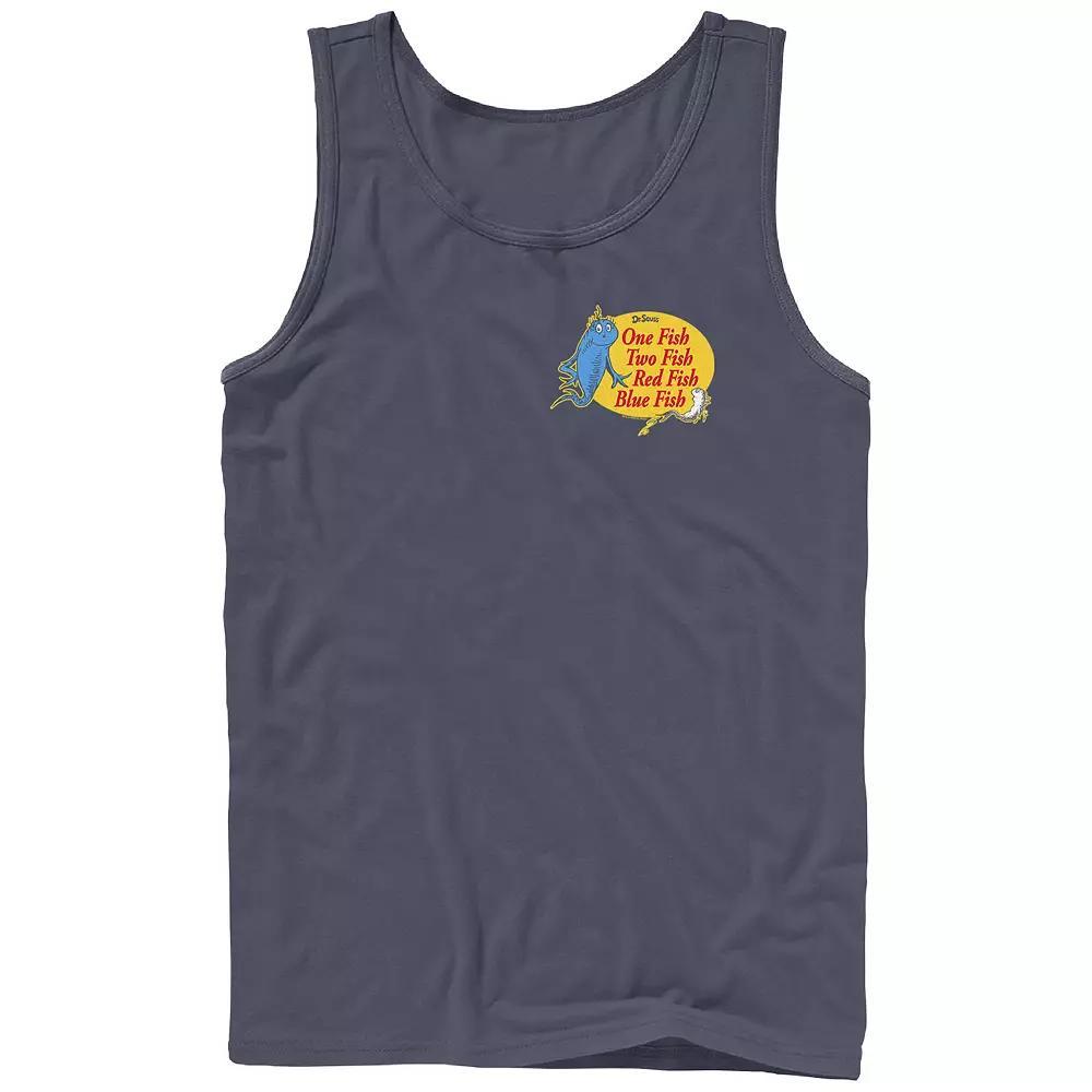 Men's Dr. Seuss One Fish Two Fish Red Fish Blue Fish Graphic Tank, Size: Small Product Image