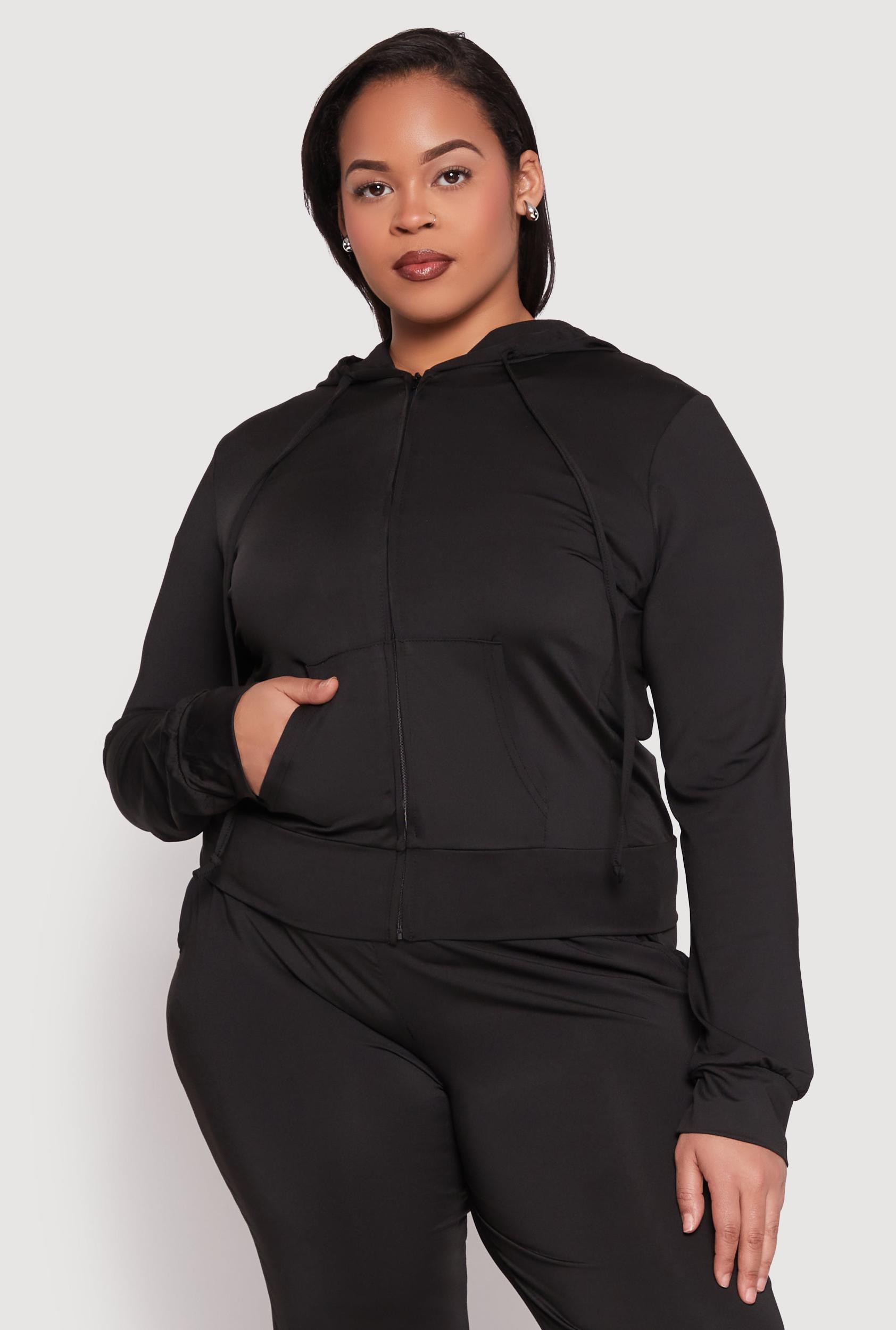 Womens Plus Size Daisy Zip Front Hooded Sweatshirt Product Image