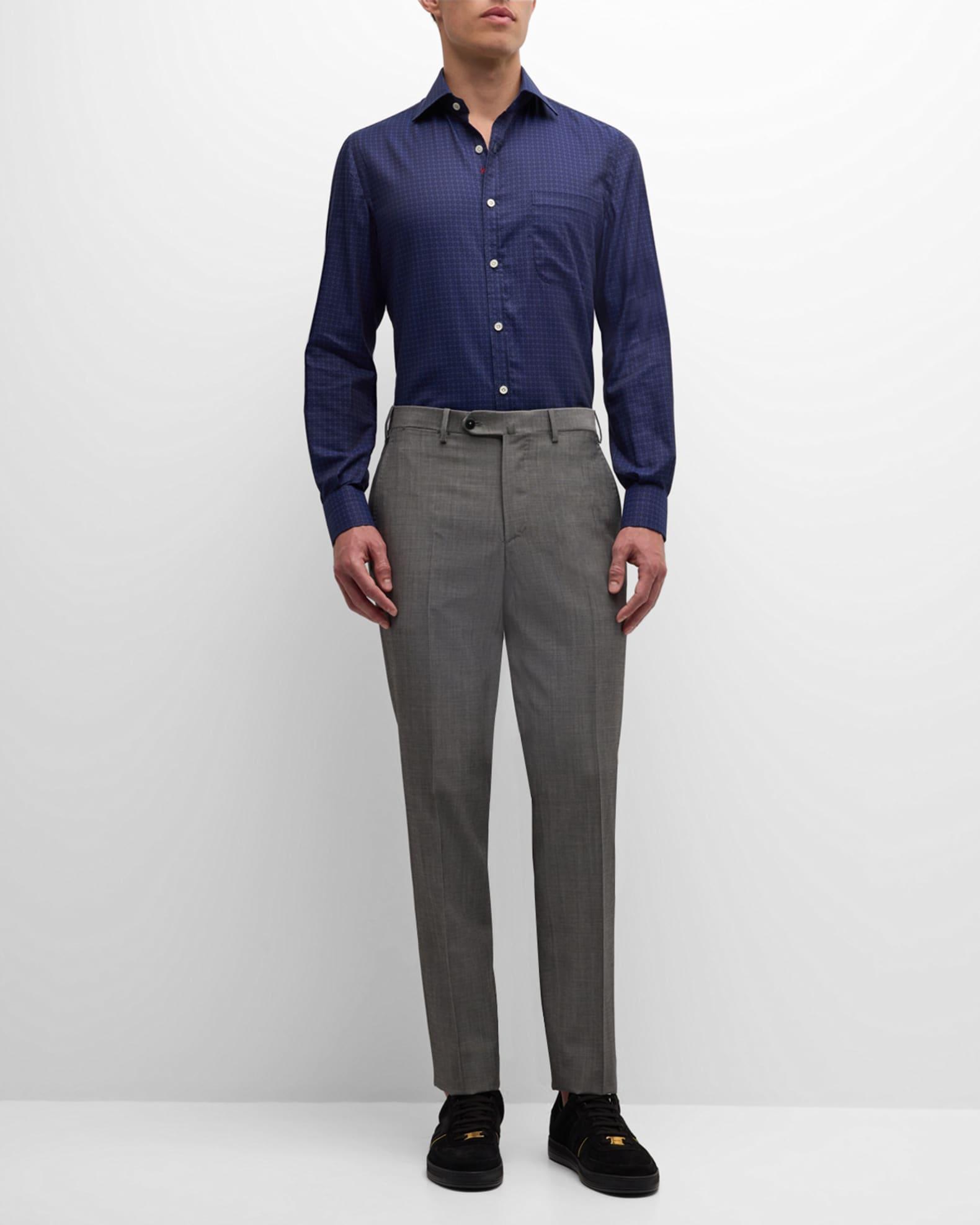 Men's Tonal Geometric Cotton Sport Shirt Product Image