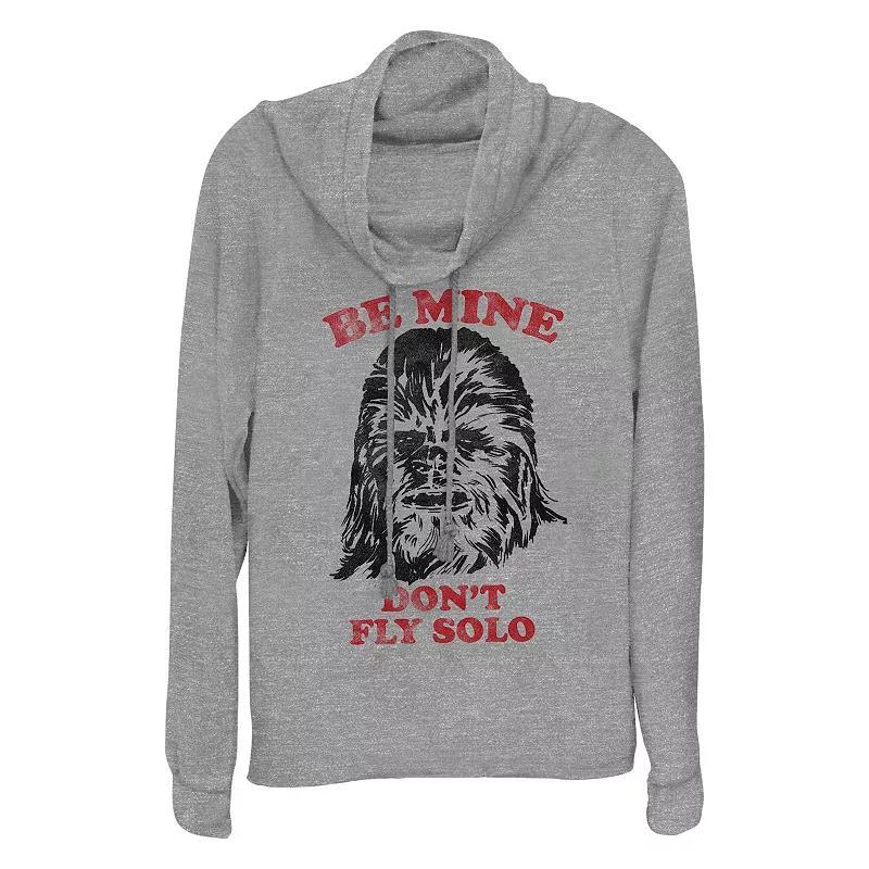 Women's Star Wars Chewbacca Be Mine Don't Fly Solo Cowlneck Graphic Lightweight Long Sleeve, Size: Small, Gray Grey Product Image