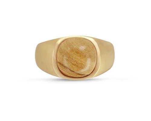LuvMyJewelry Wood Jasper Iconic Sterling Silver Men Signet Ring in 14Kt Gold Vermeil On Sterling at Nordstrom, Size 9 Product Image