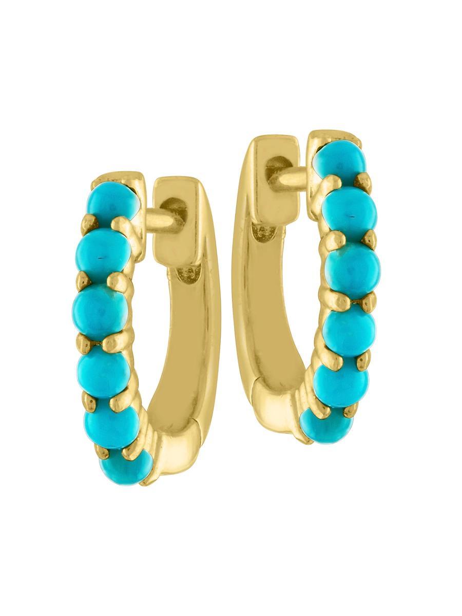 Womens 14K Yellow Gold & 0.764 TCW Diamond Huggie Hoops Product Image