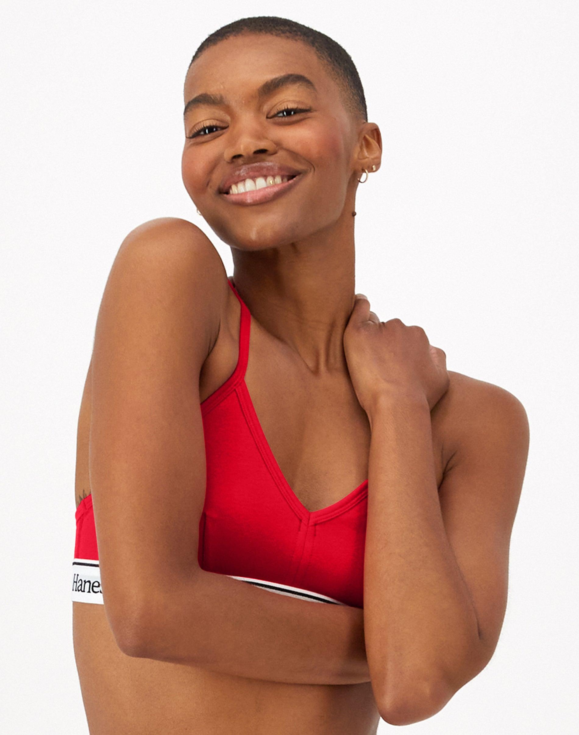 Hanes Originals Comfywear Womens Sleep Crop Bralette Grey Marle S Product Image