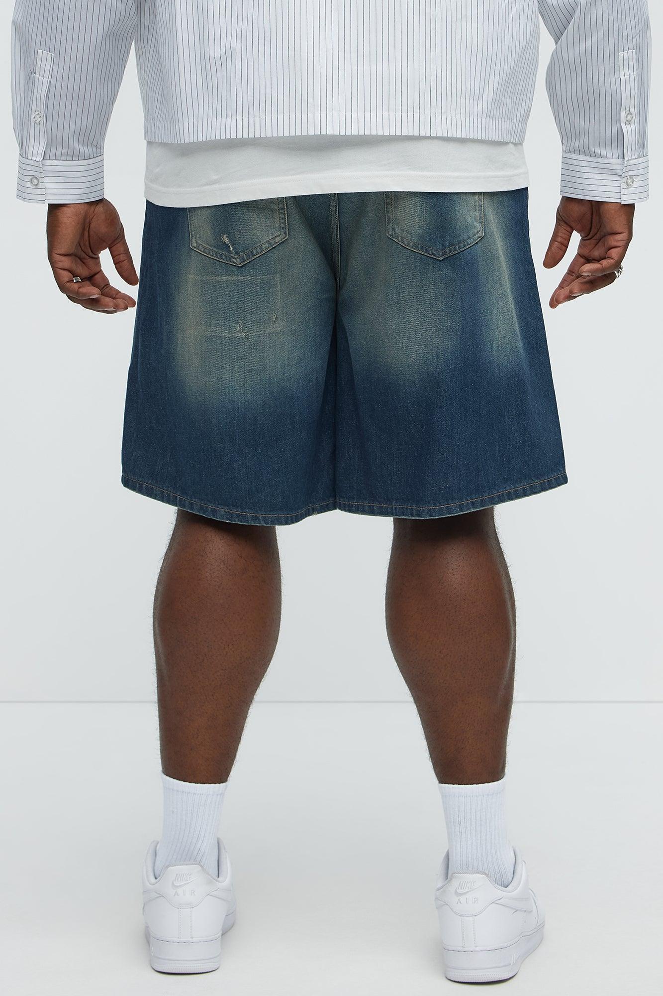 Don't Hate Relaxed Denim Shorts - Dark Wash Product Image