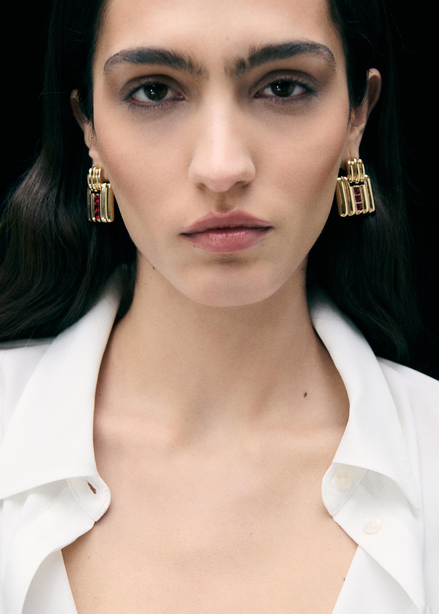 Geometric earrings with crystals detail - Women | MANGO USA Product Image