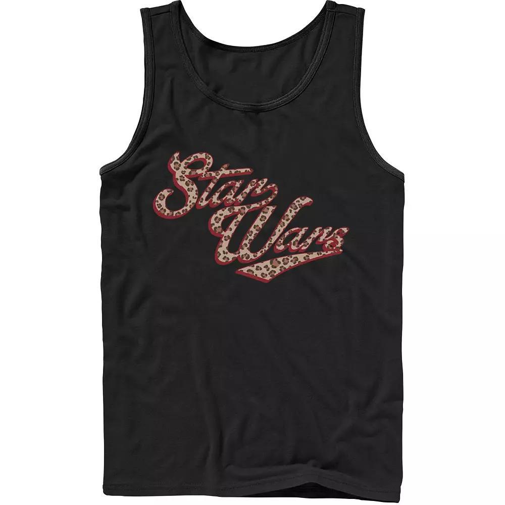 Men's Star Wars Cursive Cheetah Fill Logo Tank Top, Size: Large, Black Product Image