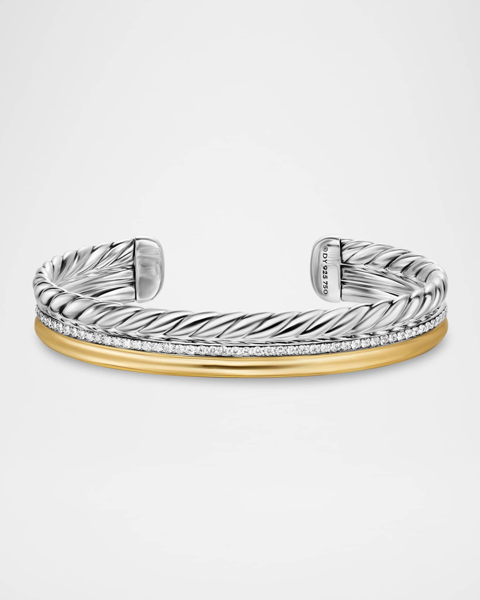 Cable Bracelet with Gemstone in Silver with 18K Gold, 4mm Product Image