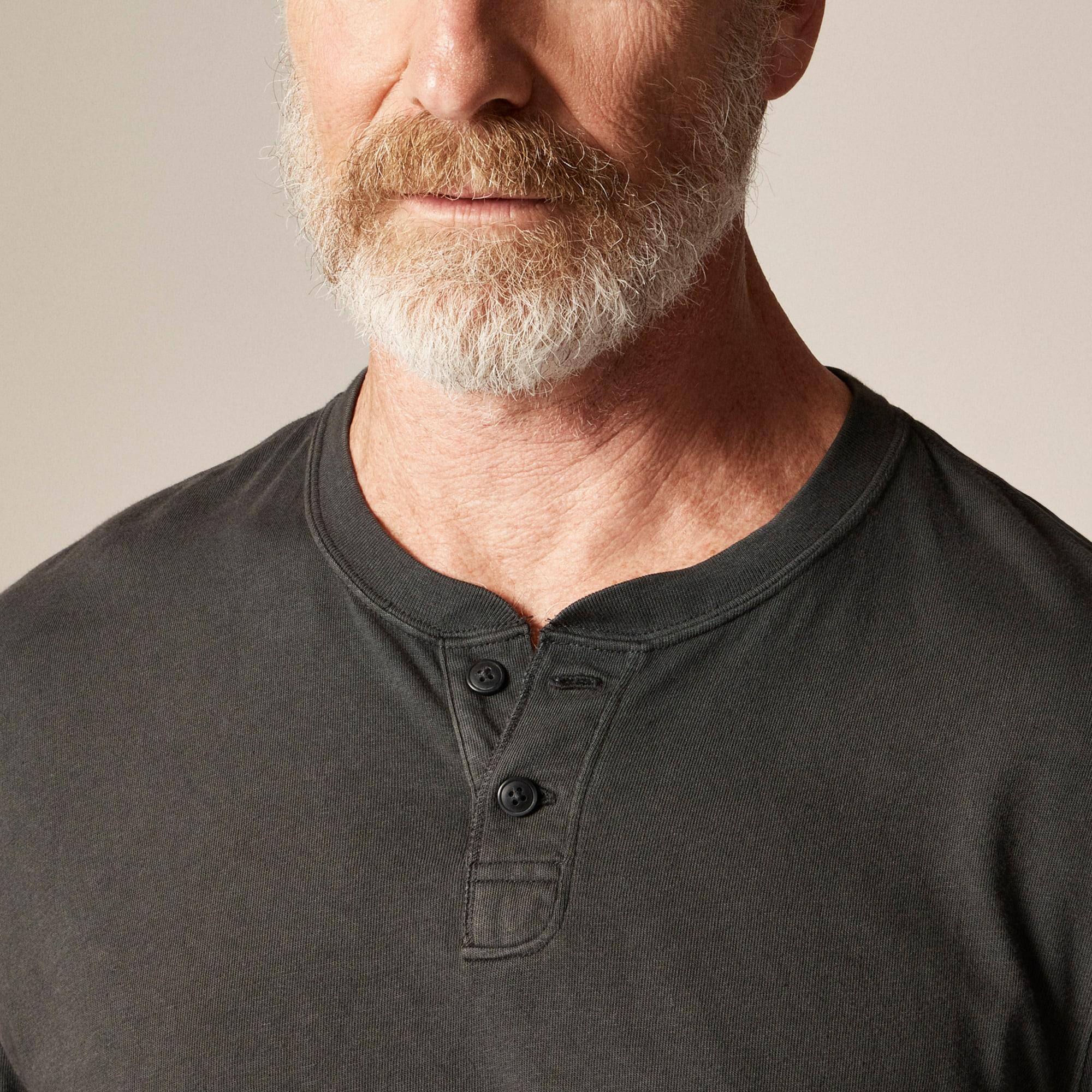 Vintage-wash cotton henley Product Image
