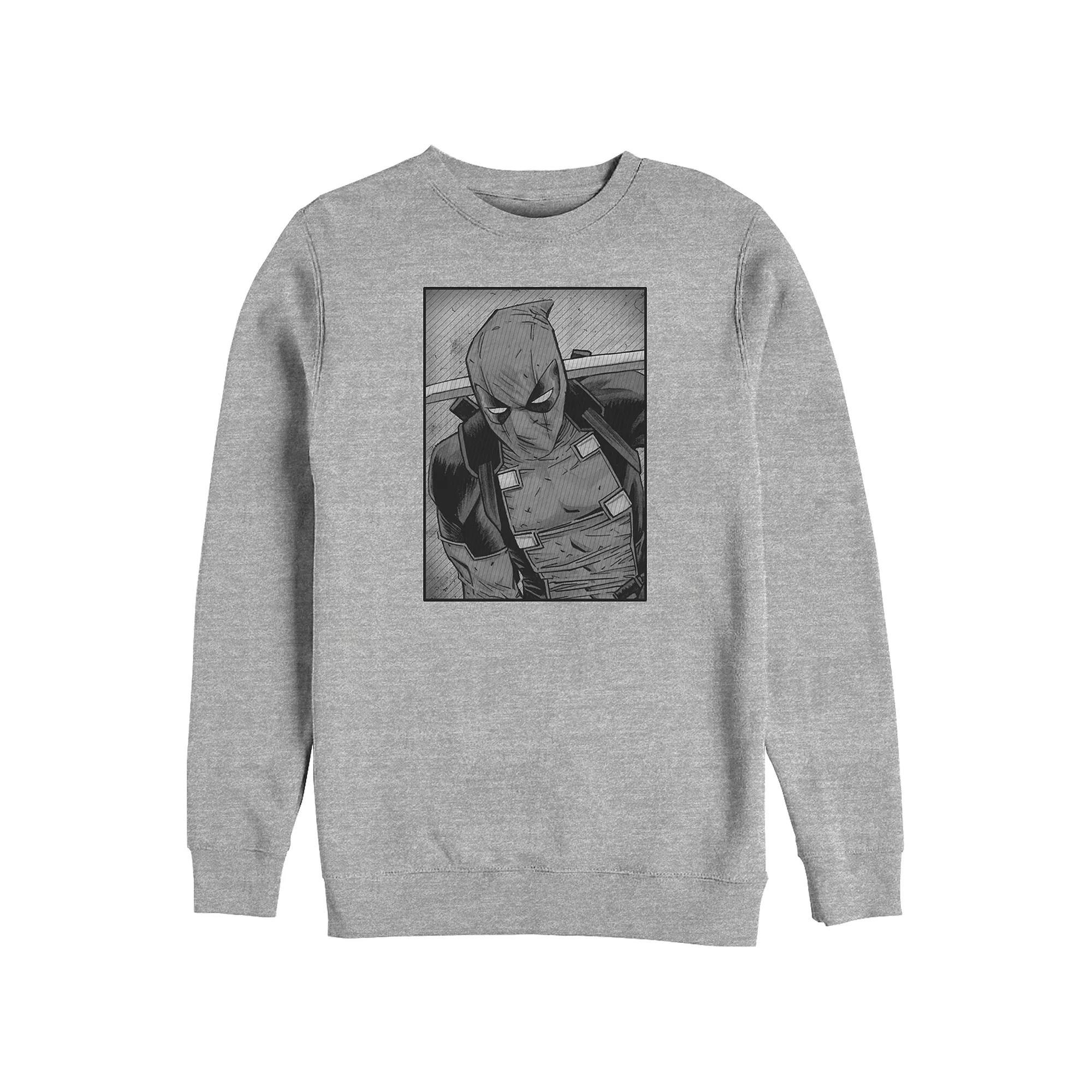 Big & Tall Marvel Deadpool Black And White Portrait Graphic Fleece, Men's, Size: 4XB, Athletic Grey Product Image