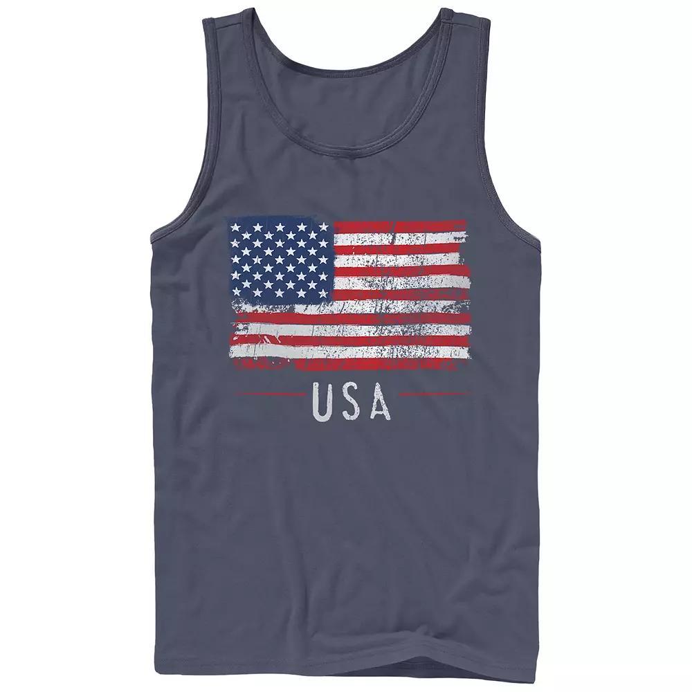 Men's Distressed USA Flag Graphic Tank Top, Size: Small, Blue Product Image