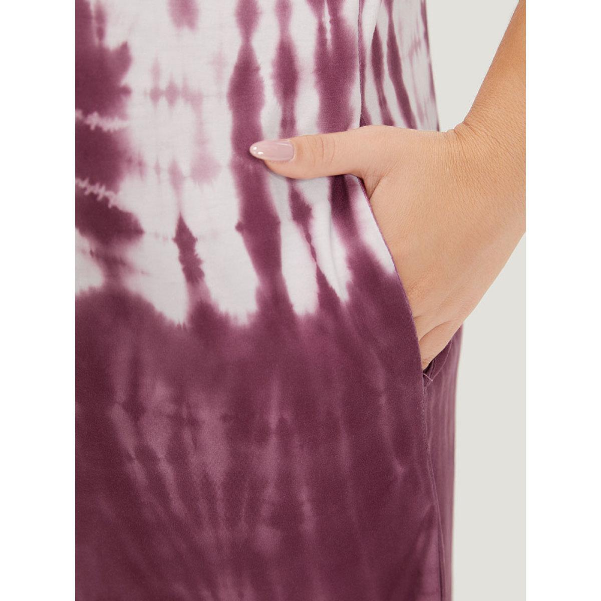 Plus Size Brown Tie Dye Pocket Adjustable Straps Cami Jumpsuit Women Casual Sleeveless Spaghetti Strap Dailywear Loose Jumpsuits BloomChic 30/6X Product Image