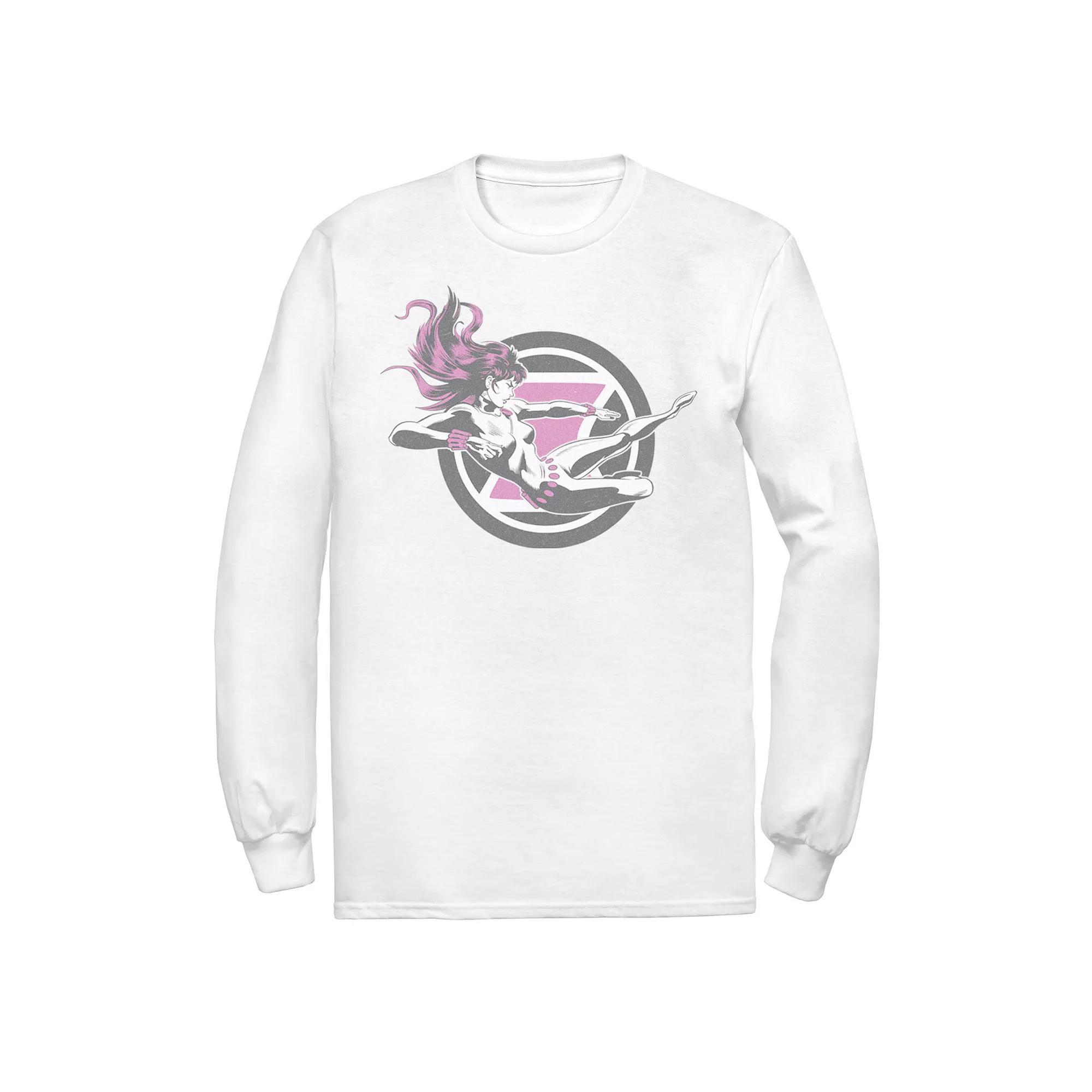 Men's Marvel Black Widow Flying Kick Tee, Size: Small, White Product Image