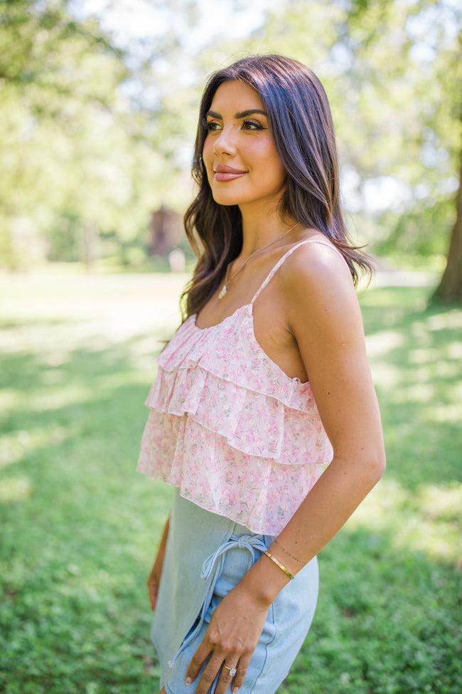 Been There Before Pink Floral Tiered Tank FINAL SALE Product Image
