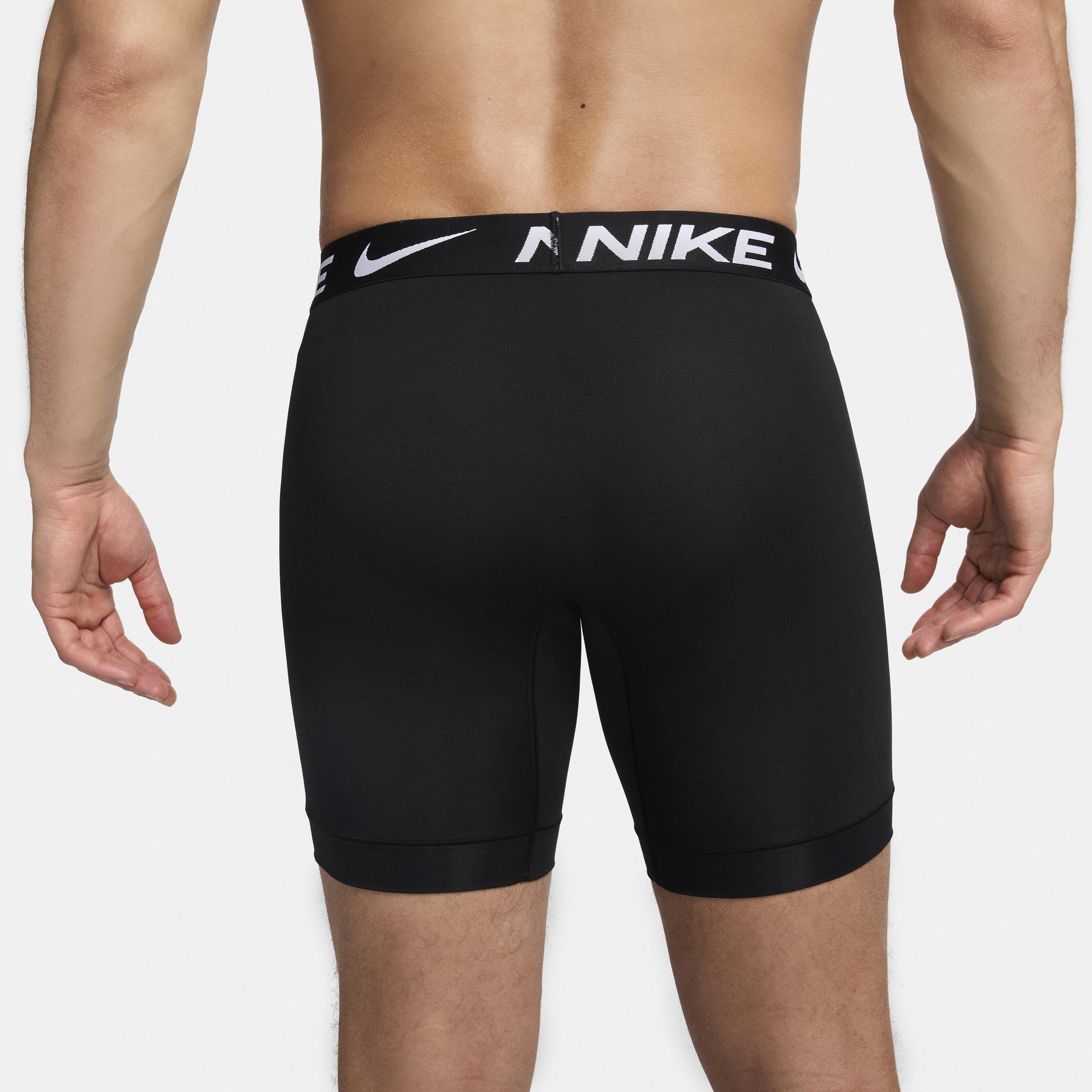 Men's Nike Dri-FIT Essential 3-pack Microfiber Long-Leg Boxer Briefs, Size: XXL, Blue Grey Black Product Image