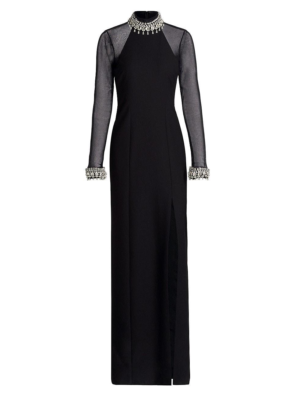 Womens Loretta Crystal-Embellished Long-Sleeve Gown Product Image