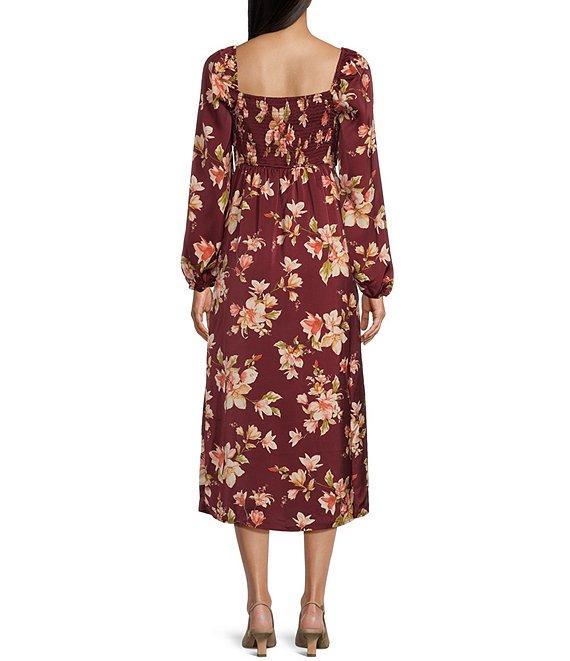 Blu Pepper Floral Long Sleeve Split Thigh Midi Dress Product Image