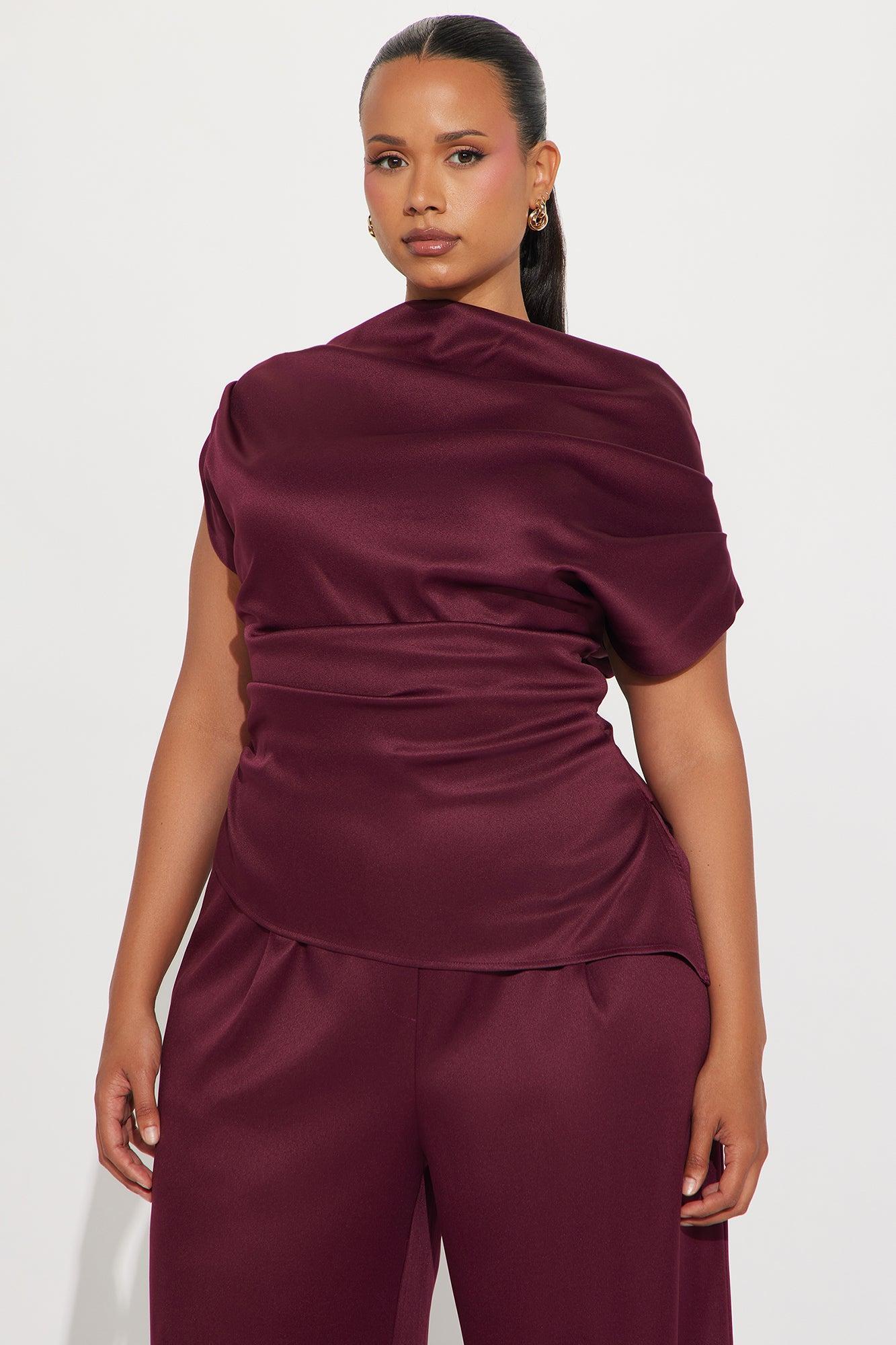 Poised To Perfection Pant Set - Wine Female Product Image