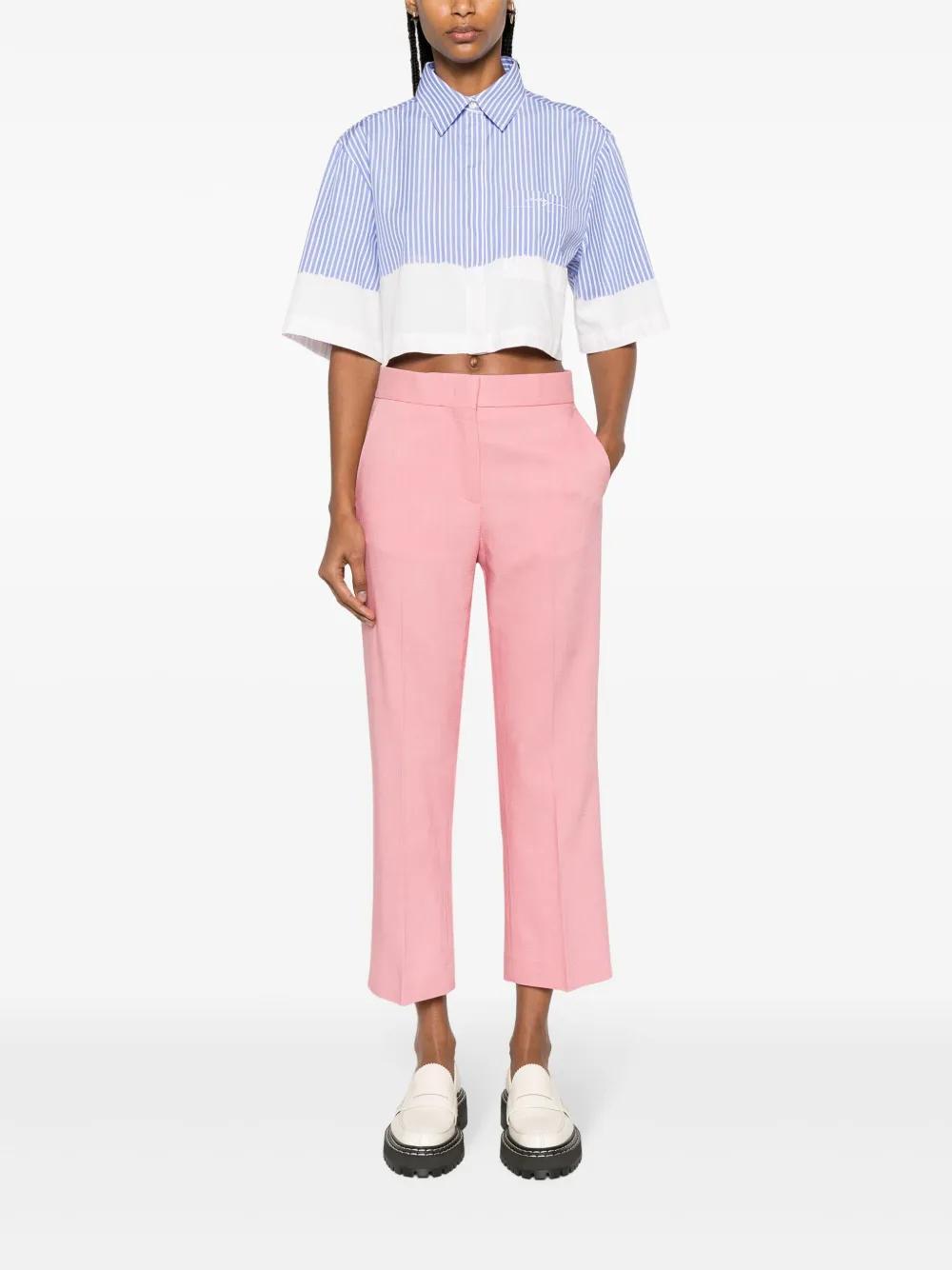 MSGM Mid-rise Cropped Tailored Trousers In Nude & Neutrals Product Image