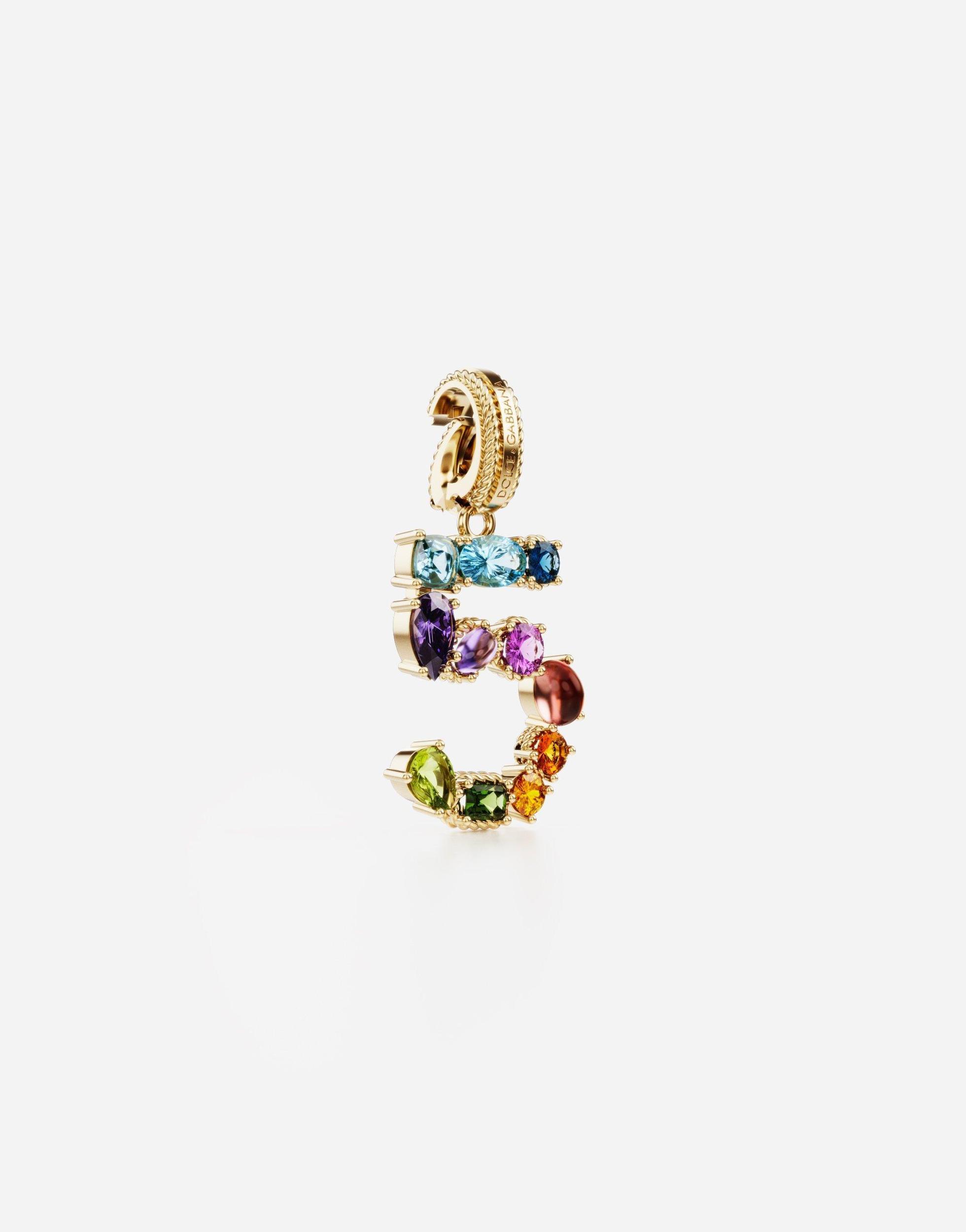 DOLCE & GABBANA 18 Kt Yellow Gold Rainbow Pendant With Multicolor Finegemstones Representing Number 5 Yellow Gold Fe Product Image