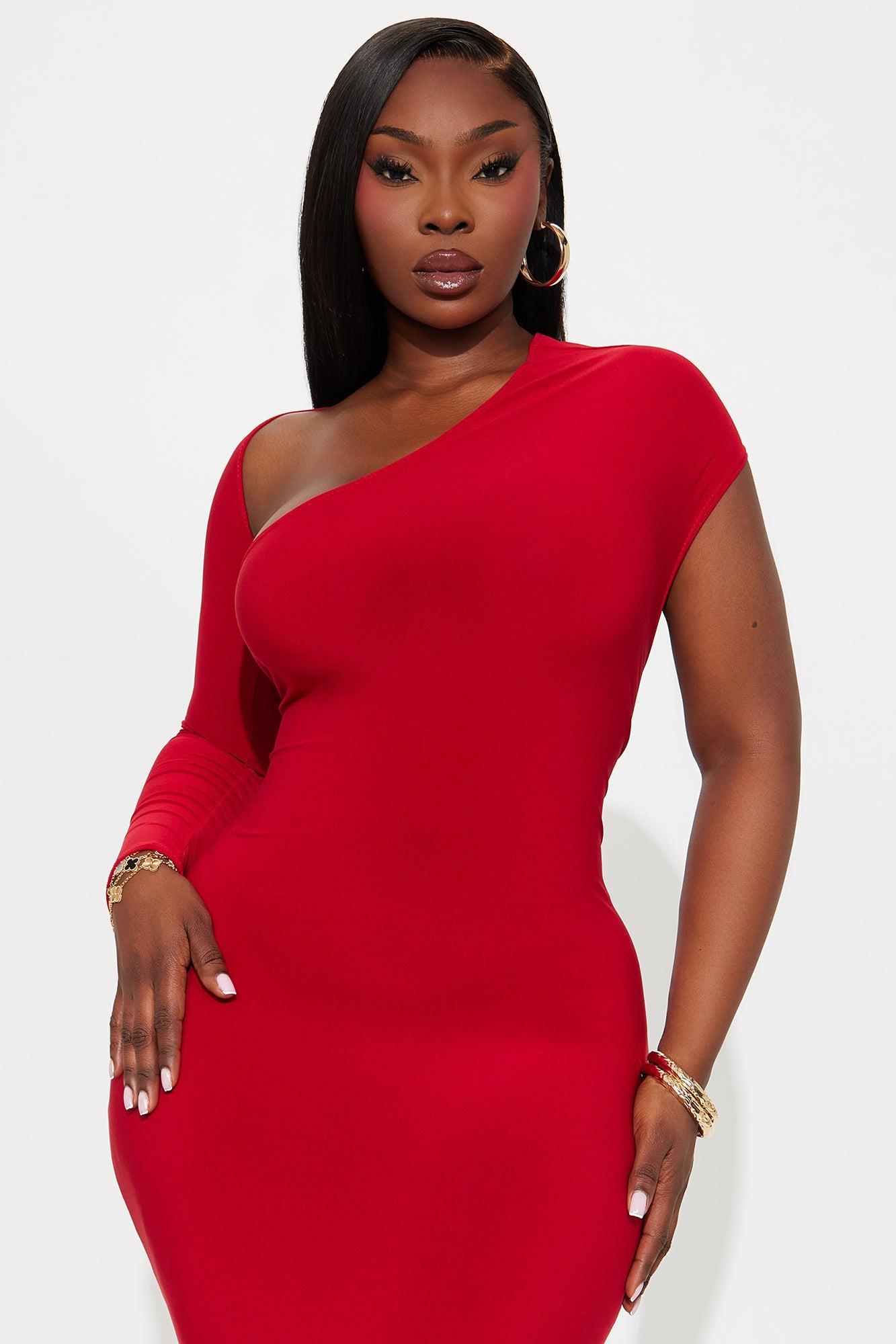 Marlene Long Sleeve Maxi Dress - Red Product Image