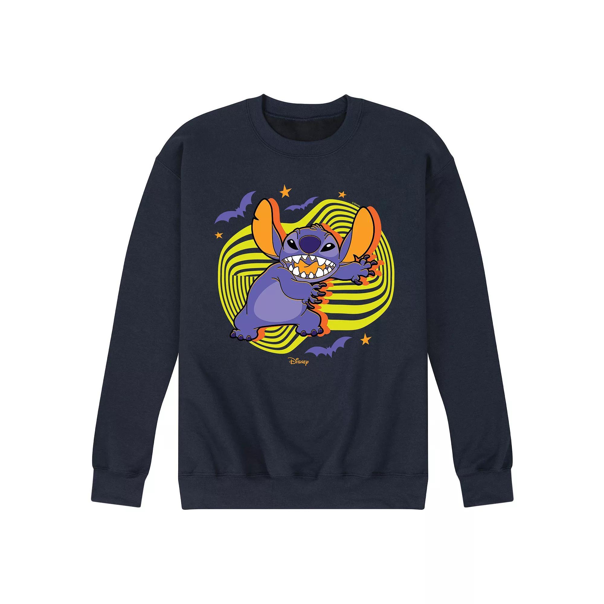 Disneys Lilo & Stitch Mens Wavy Bats And Stars Fleece Blue Product Image