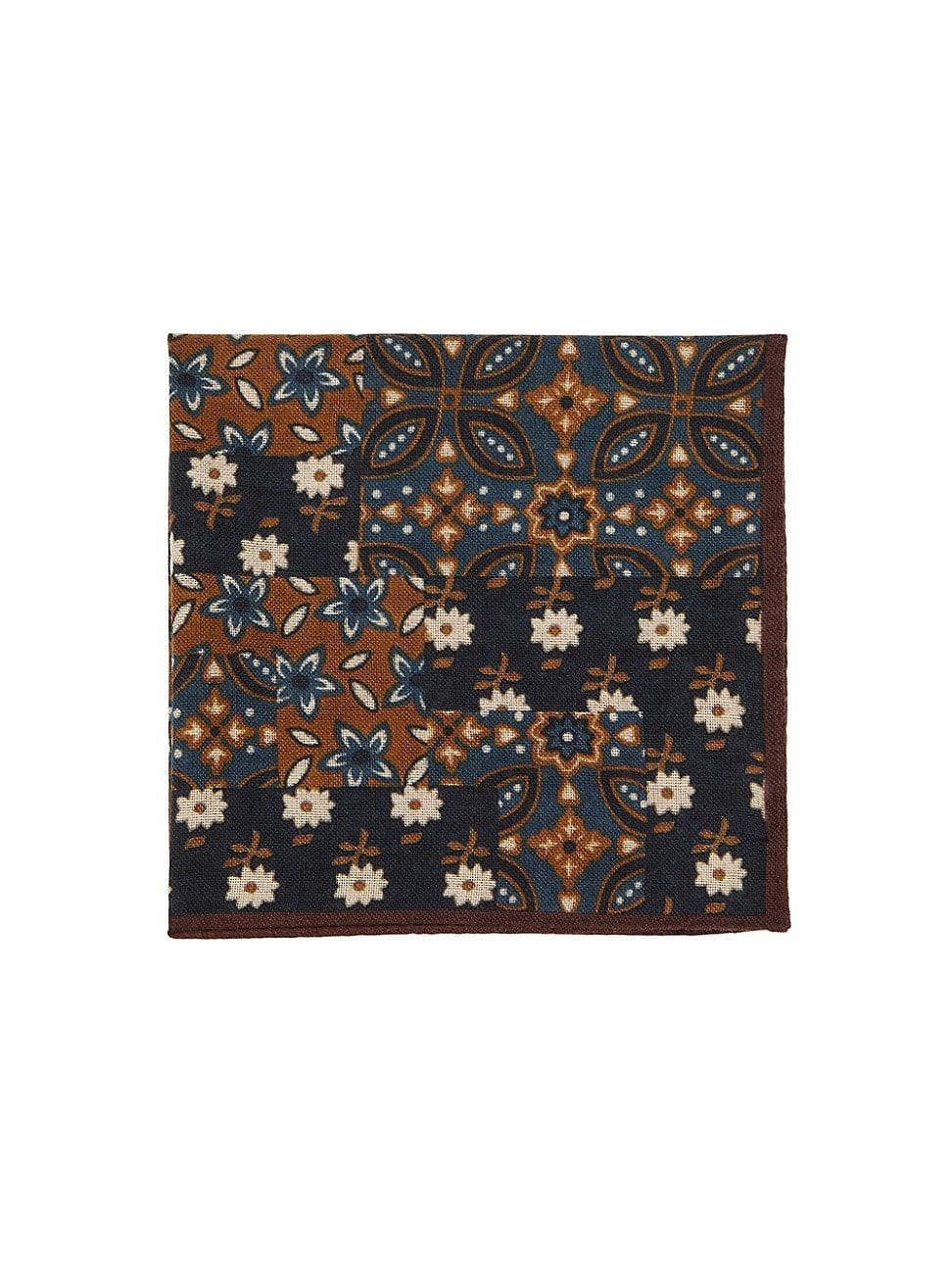 Mens Floral Wool-Silk Pocket Square Product Image