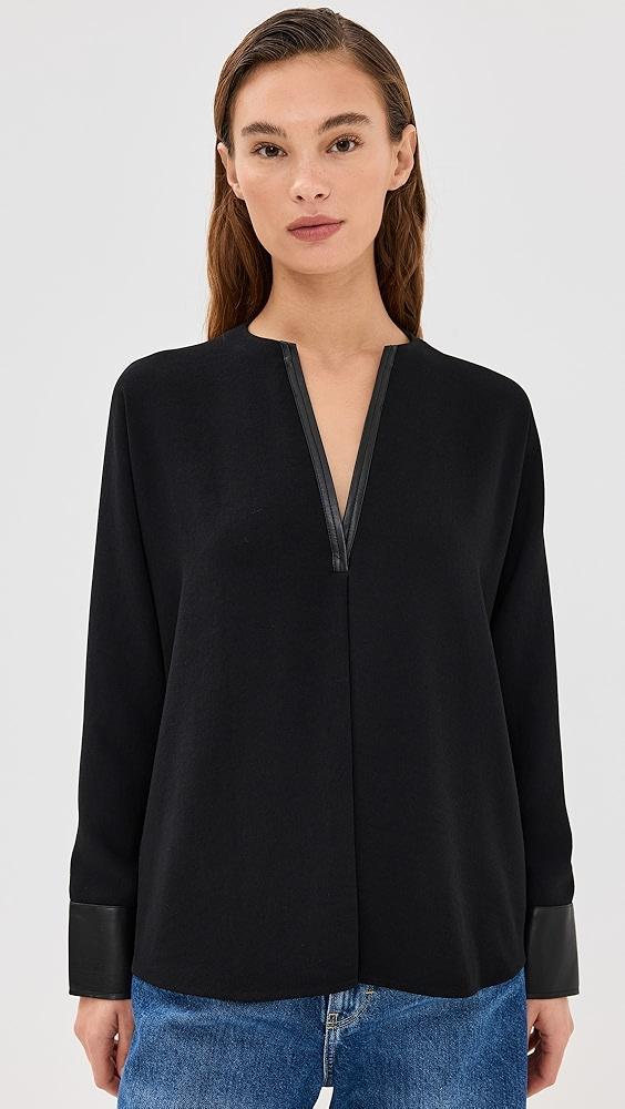 Vince Leather Trim Dolman Sleeve Blouse | Shopbop Product Image